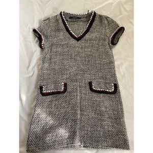 Zara Basic Short Sleeve Tweed Dress